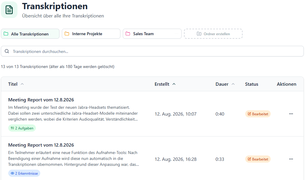 Ordnerstruktur und Freigaben für Meetings und Protokolle im Meeting Agent
